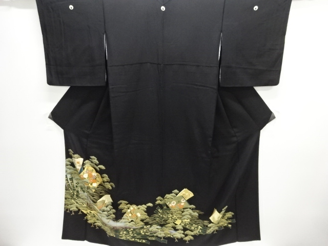 JAPANESE KIMONO / TOMESODE / EMBROIDERY / KINSAI / NOSHI PATTERN